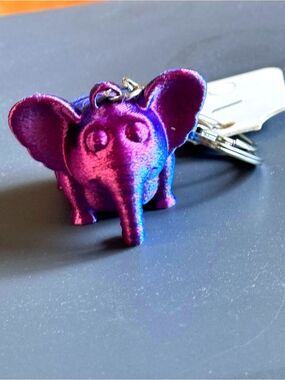 NWT 3D Printed Articulated Elephant Keychain Purple Blue Fidget Toy Bag Charm